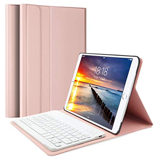 Lachesis - Custodia con tastiera per iPad 10.2 e 2019 di 7a generazione, sottile, con supporto e tastiera Bluetooth wireless staccabile per Apple iPad 10.2 pollici (A2197 / A2198 / A2200)