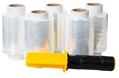 RAGO Set di 5 mini bobine di pellicola elastica in plastica, 10 cm, 0,25 kg, trasparente, con telecomando.