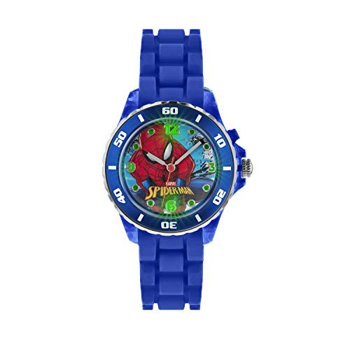 Orologio per bambini al quarzo con quadrante analogico multicolore e cinturino in gomma blu, motivo: Spiderman, SPD3415