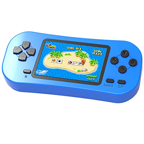 ZHISHAN Console di Gioco Portatile retrò per Bambini Precaricata con 218 Videogiochi Classici Sistema Arcade Ricaricabile con Display 2,5 Pollici e 3,5 mm per Cuffie Controller di Gioco (Blu)