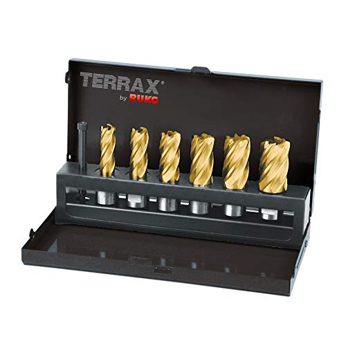 Terrax A108820T - Set di 7 punte per trapano, HSS-TiN, Ø 12-22 mm