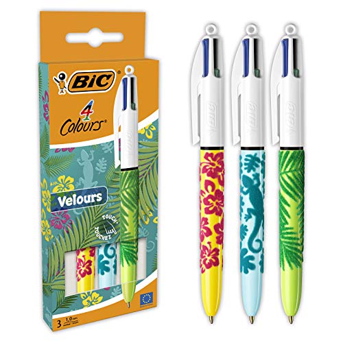 BIC 4 colori Velours Penna a punta media (1,0 mm) – vari modelli, confezione da 3