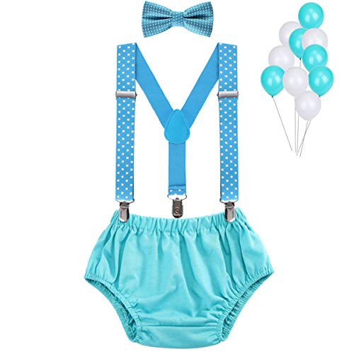 WELROG Ragazzi Vestito Smash Cake - Bretelle a Y regolabili/Bretelle e Papillon