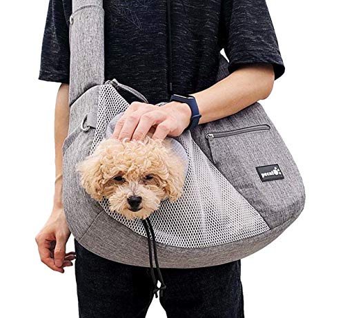 Pecute Borsa Trasportino per Cani Gatti, con Corda di Sicurezza Anti-Fuga, Base con Tappetino di Peluche, Leggera e Traspirante, Comoda Tracolla Regolabile - Portata Massima 6 kg