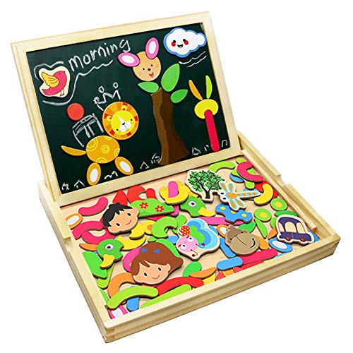 Puzzle Magnetico Legno Lavagna Magnetica Doppio Lato Puzzle di Legno Giochi Educativi per Bambini 3 4 5 Anni