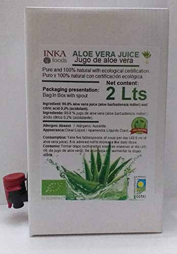 Succo puro di Aloe Vera - 100% naturale e organico. 2 Litri di famiglia