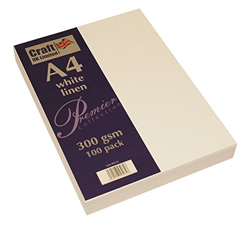 Craft UK W123 - Carta telata, confezione da 100 unità, formato A4, colore: bianco