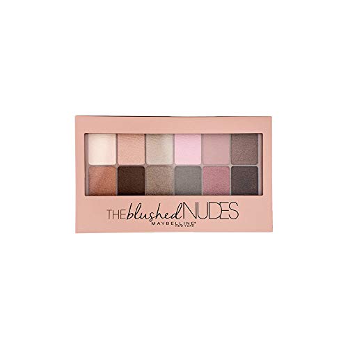 Maybelline New York The Blushed Nudes Palette Ombretti, 12 Colori Sulle Sfumature del Nudo Rosato, Finish Mat, Satinato e Perlato