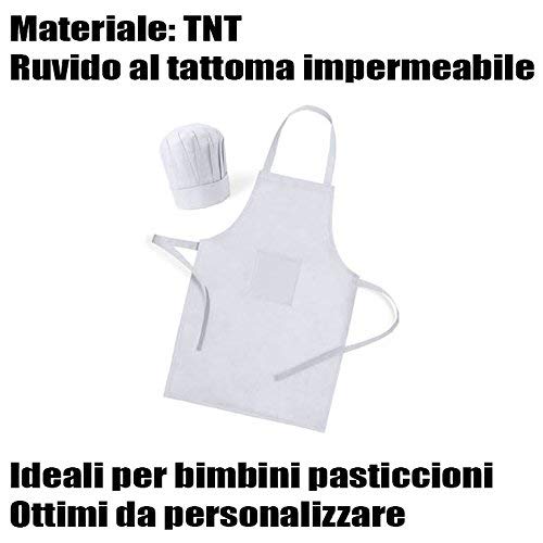 Grembiule da cucina con cappello cuoco chef in tnt per bambini bambino bambina