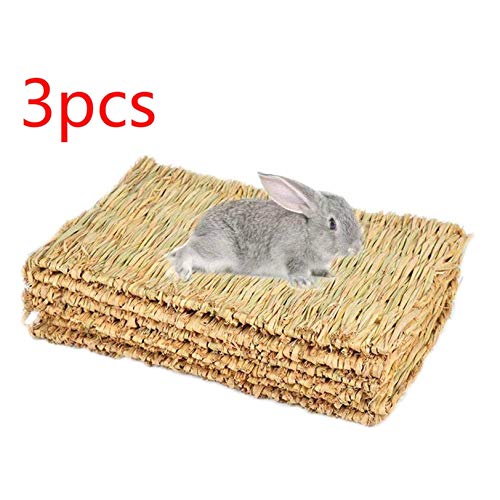 DULALA 3pcs tappetini in Erba di Coniglio Mat per Conigli Masticare Giocattoli per Conigli tappetini di Coniglio sicuri e commestibili per Gabbie Coniglietto