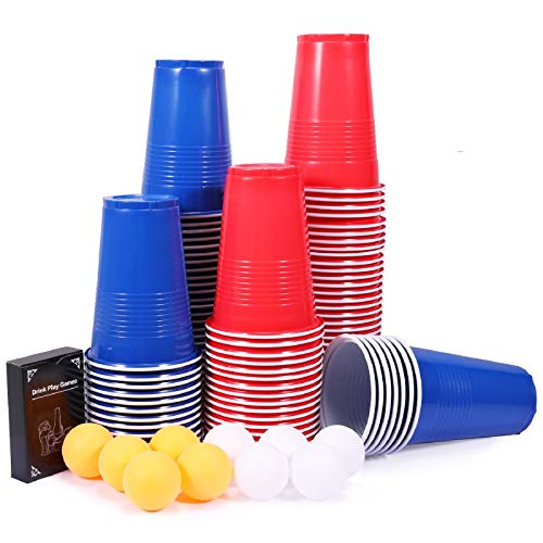 Beer Pong Tazze, joylink Beer Pong Party Set Gioco di Birra Carta ,Bicchieri di Birra Pong di 100 Pezzi Tazze da Festa con Palla da Ping-Pong Festa Tazza Bicchieri Gioco alcolico per Adulti Festa