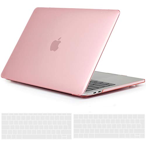 TECOOL Custodia MacBook PRO 13 Pollici 2019 2018 2017 2016 Case, Plastica Cover Rigida & Copertura della Tastiera per MacBook PRO 13.3 con/Senza Touch Bar: A1706/ A1708/ A1989/ A2159 -Rosa Cristallo