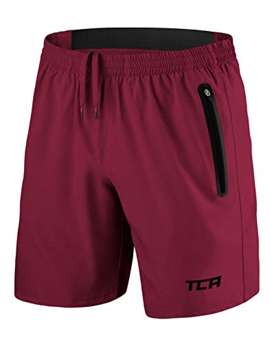 TCA Pantaloncini da Uomo Elite Tech da Corsa con Tasche con Zip - Rosso, L