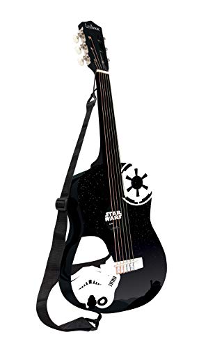 Lexibook- Guitare Acoustique Star Wars Rey Poe Finn BB-8 Chitarra Acustica in Legno, Guida all'apprendimento Inclusa, Nero/Bianca, K2000SW_04, Colore