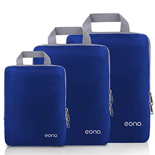 Eono by Amazon - Organizzatori da Viaggio a Compressione, Organizer Valigia Set, Cubo di Viaggio, Cubi di Imballaggio, Compression Packing Cube, Navy, 3 Set