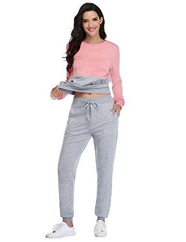 Irevial Tuta Sportiva Donna Invernale Completa Tuta da Ginnastica Donna Due Pezzi Manica Lunga Tute Felpate Donna da Jogging Training, Pigiama Donna Casual per Autunno Inverno