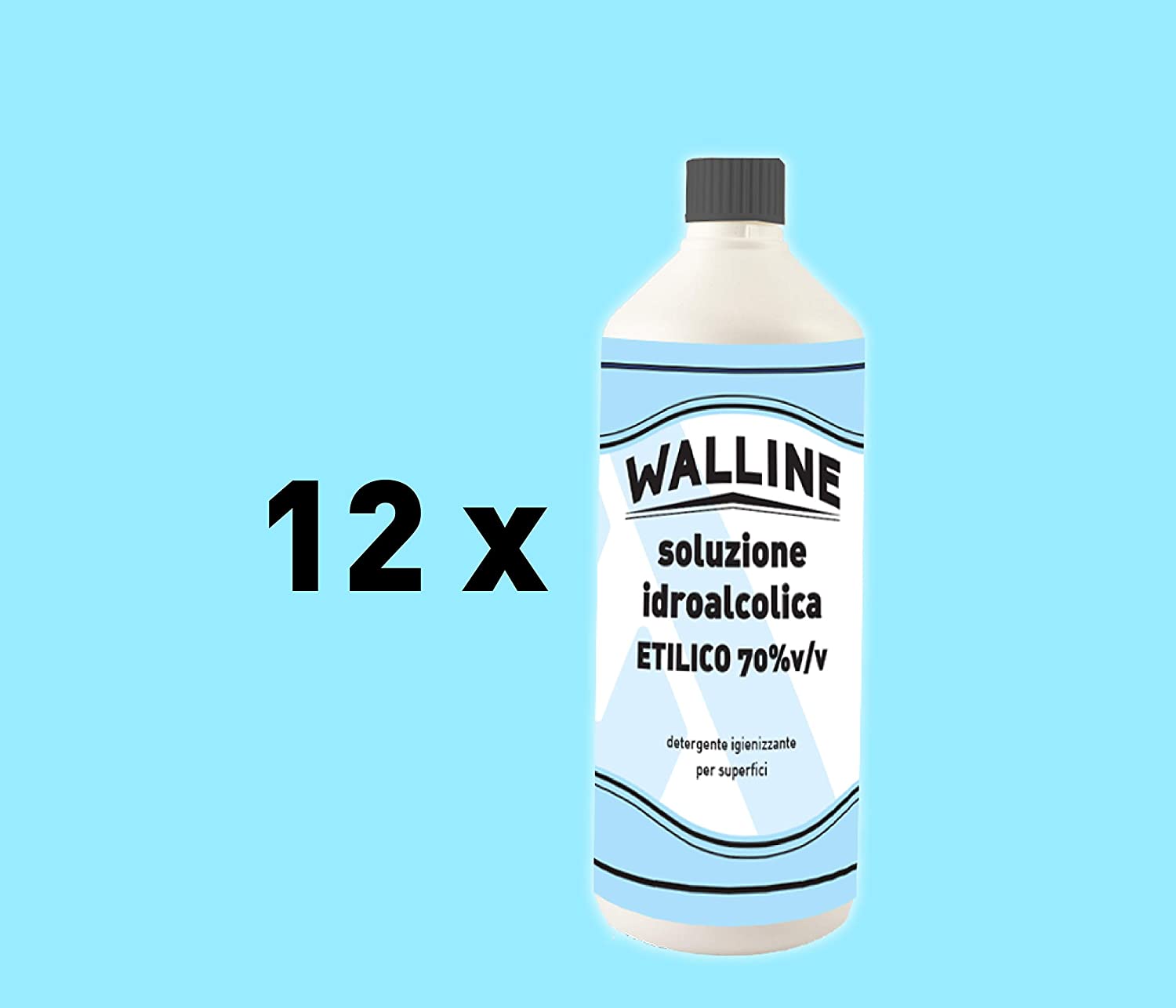 KIT Walline Ricarica - 12 x Soluzione Idroalcolica Ricarica Alcol Etilico 70% v/v Per Superfici 12 lt senza spruzzatore