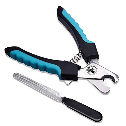 HEQUN Tagliaunghie per Cani, Forbici Unghie Cani/Gatti con Un Gratuito Limetta,Un Animale Domestico Professionale Grooming Tools - Adatto per Cani di Piccola Taglia Media,(Blu)