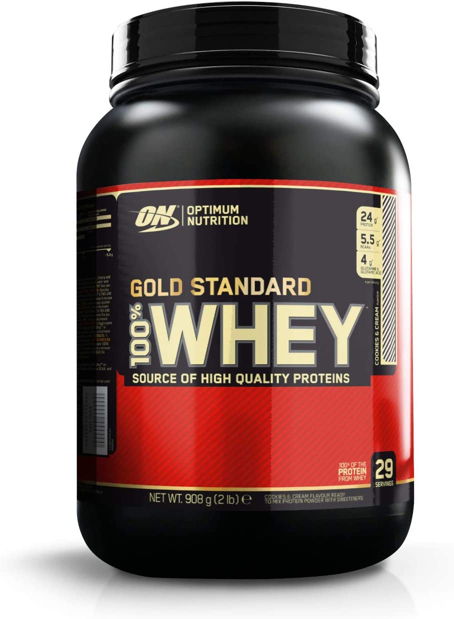 Optimum Nutrition 100% Whey Gold Standard, Proteine in Polvere per lo Sviluppo Muscolare con Glutammina e Aminoacidi, Cookies&Cream, 0.9 kg, 29 Porzioni, Il Packaging Potrebbe Variare
