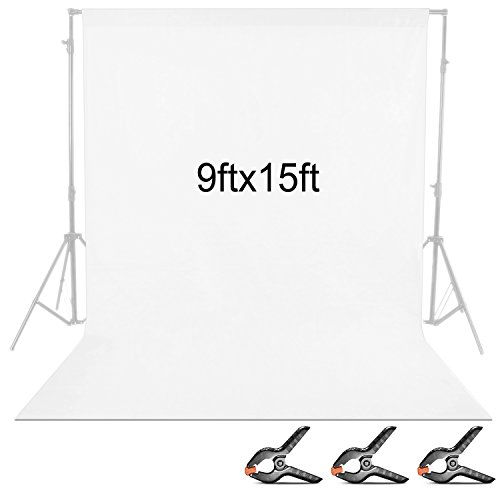 Neewer 2,8x4,6m Fondale Sfondo Fotografico in Tessuto con 3pz Clip per Fotografia Registrazioni Video (Bianco)