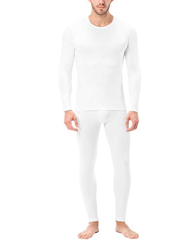 LAPASA Uomo Set Intimo Termico - Ti Tiene al Caldo Senza Stress- T-Shirt Maniche Lunghe & Pantaloni Invernali Lightweight M11 (M(Torace 96-102/ Vita 81-86 cm), Bianco 2)