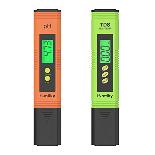 Homtiky Metro PH TDS Misuratore pH Tester di qualità dell'acqua, da 0 a 14 Intervallo di misurazione del pH, 1 Risoluzione PPM 2% Precisione di lettura, Set 0-9990 PPM, per piscina, acquario,terme e SPA ecc.