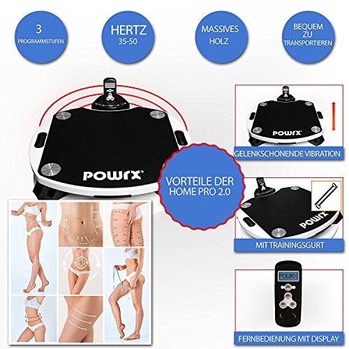 POWRX - Pedana Vibrante Fitness Home PRO 2.0 + PDF Workout (Nero/Bianco)