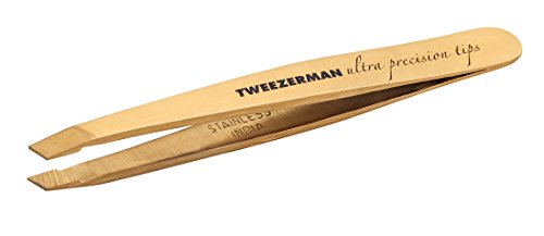 Tweezerman Studio Collection Ultra Precission - Mini pinzette con rivestimento in acciaio inox TNT dorato con punte smussate a mano