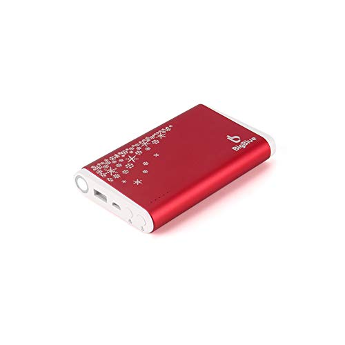 BigBlue 10000mAh Scaldamani Elettrico USB, 3 in 1 Mano Warmer Ricaricabile con Caricabatterie e Lampada a LED (Versione di Natale, Rosso)