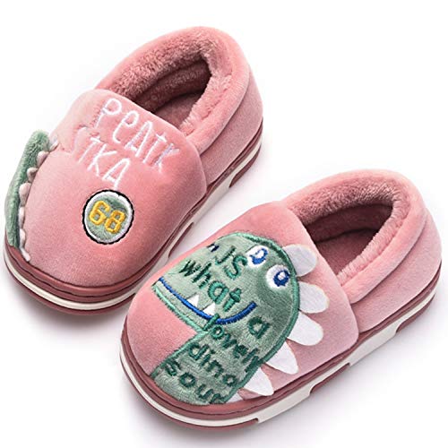 Pantofole Inverno Ragazzi Ragazze Scarpe di Cotone Bambini Peluche Antiscivolo Home Caldo Ciabatte Slipper Invernali Rosso 16/17=23-24EU