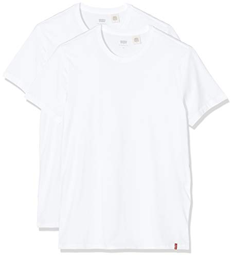 Levi's Slim 2pk Crewneck 1 T-Shirt, Bianco (Two-Pack Tee White + White 0000), Large Uomo