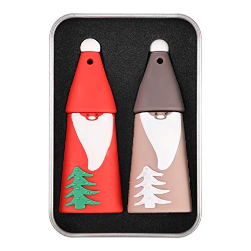 Chiavetta USB di Babbo Natale, MECO chiavetta 32 GB * 2 Pezzi Memoria Stick USB 2.0 Creativa Divertente Pendrive Babbo Natale Cartoni Animati Natale Regalo Pacchetto Metallico