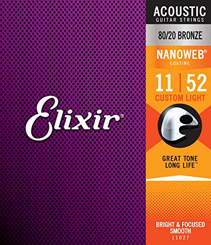 Elixir 11027 Muta Composta da 6 Corde per Chitarra Acustica, Custom Light, Rivestimento Nanoweb