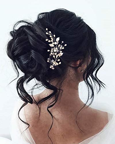 Unicra - Accessorio per capelli da sposa con perle argentate, per donne e ragazze