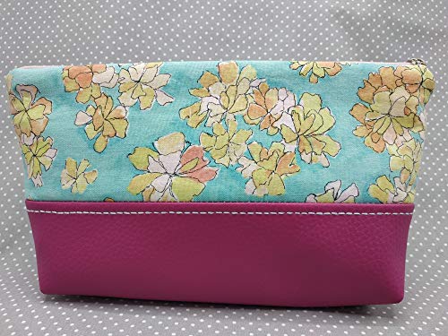 Handmade beauty case donna, pochette Foglie verdi