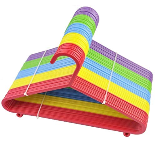 Ossian - Appendiabiti colorati per bambini, in plastica, colori assortiti, con barra per pantaloni e ganci, sicuro e flessibile, per armadi e armadi, 24 grucce, Da bambini
