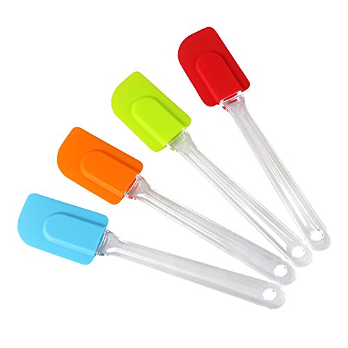 Vicloon Spatole in Silicone, Set Spatola da Cucina Utensili, Resistente al Calore Antiaderenti Utensili da Cucina in Silicone, Compreso Cucchiaio in Silicone, Pennelli da Cucina ECC (4 Colori)