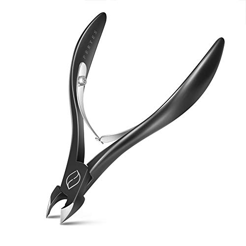 FERYES Tronchesino per Cuticole a 1/2 Ganascia - Tagliaunghie Professionale in Acciaio Inossidabile,Tronchese a Doppia molla, Utensile di Manicure e Pedicure,FL-N301,NERO