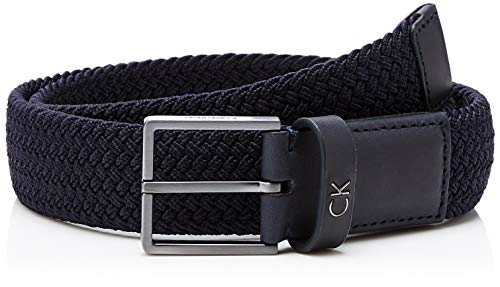 Calvin Klein Formal Elastic Belt 3.5cm Cintura, Blu (Navy 411), 8 (Taglia Produttore: 100) Uomo