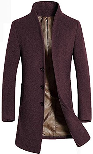 Vogstyle Uomo Sottile Caloroso Cappotto Invernale di Lana Borgogna XL