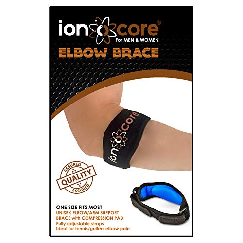 Ionocore® Tutore Gomito Fascia Gomitiera- Tennista e Golfista per Palestra a Casa- Cuscinetto di compressione in EVA Leggero e Regolabile - Sollievo Dolore e Protezione Avambraccio