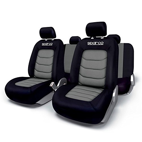 Sparco SPC1019GR Set di Coprisedili per Auto, Compatibili con Airbag, Grigio/Nero