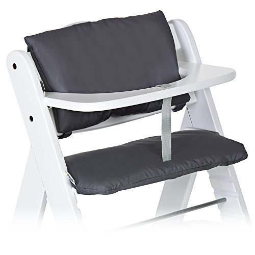 Hauck, set di 2cuscini imbottiti di qualità per seggiolone Alpha, con schienale e sedile, nei colori grigio e beige