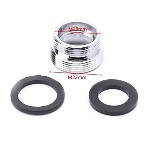 2SETS aeratore connettore con filettatura metallo esterno Risparmio acqua caricabatteria per lavello 16/18/20/22/24/28 mm a 22 mm o G1/2 A 22 mm, nero