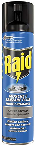 Raid Mosche & Zanzare Plus, Insetticida Spray, 3 pezzi da 400 ml [1200 ml]