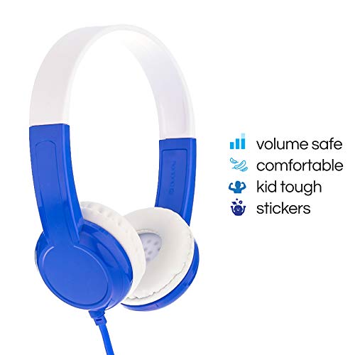 Buddyphones Discover Volume Limiting Kids Headphones | Durable, Comfortable,& Customizable| Blue