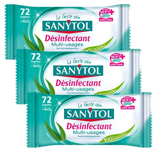 Sanytol 33631325 - Salviette multiuso disinfettanti, 48 pezzi, lotto da 3