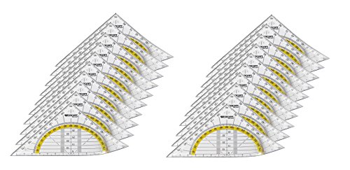 Westcott E-10132 00-I - Squadra geometrica in plastica infrangibile, 14 cm, 20 pz, trasparente