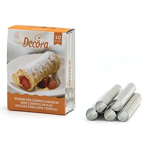 Decora Confezione Cannoli Mignon Diametro 1.1 cm, Lunghezza 8 cm, Alluminio, 10 Pezzi