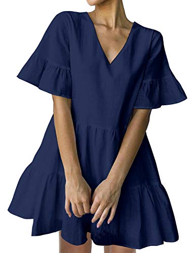 FANCYINN Abiti Estivi Donna Abito Corto Bianco Abito da Cocktail per Cocktail da Sera (Blu Navy, XL(46))